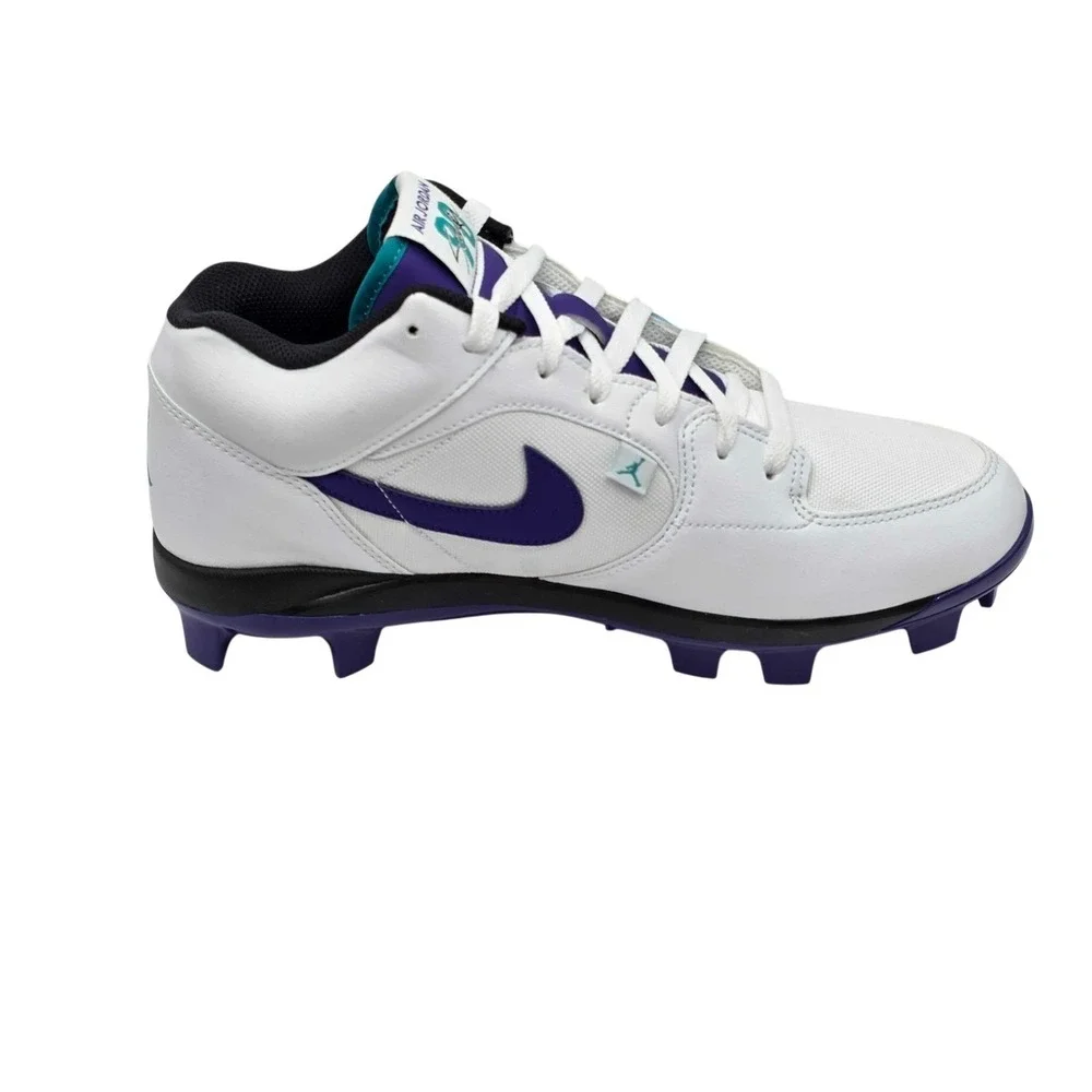 Jordan Stadium 90 Low MCS Baseball Cleats Mens 9 White Purple Grape HQ0211-105